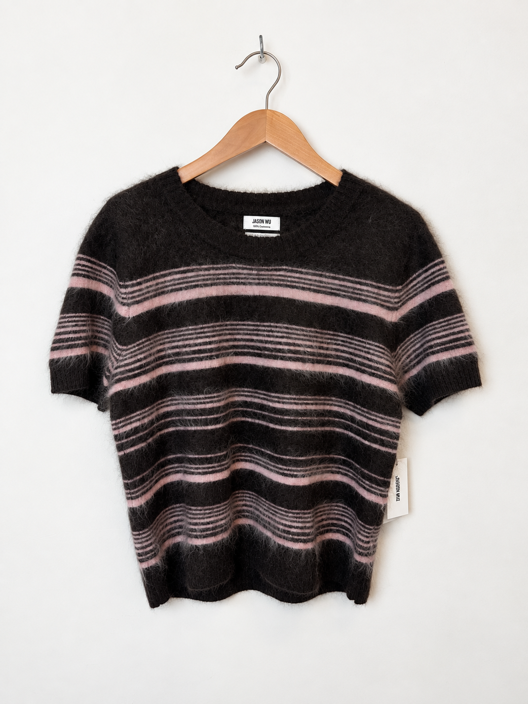 Jason Wu Short Sleeve Cashmere Sweater – Brown/Pink Stripe, Size S – photo 2 of 4
