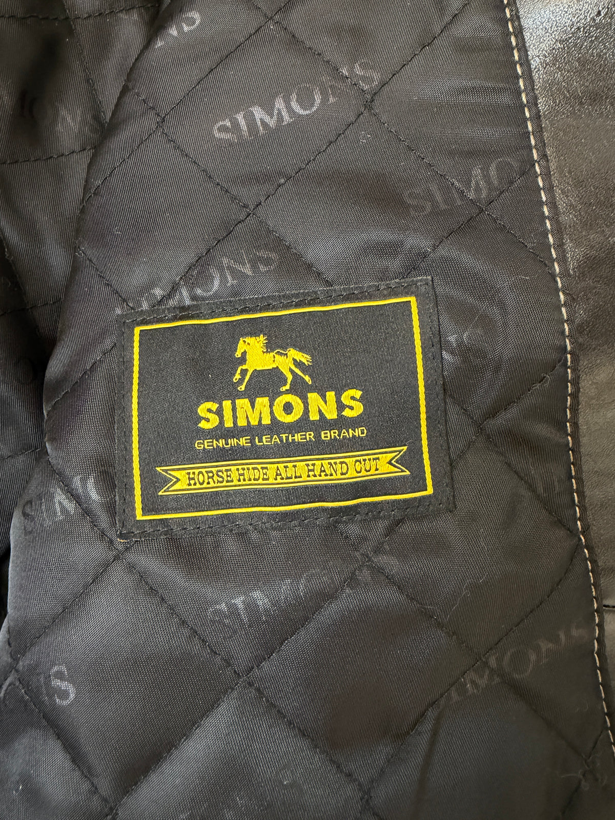 SIMONS Horsehide Leather Biker Jacket with Fur Collar – Black, Size S Men's
