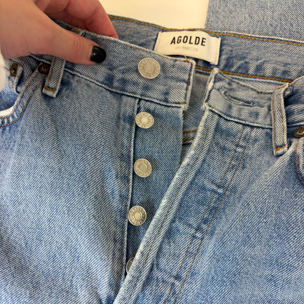 AGOLDE Lana Mid Rise Straight Leg Jeans – Light Wash, Size 25
