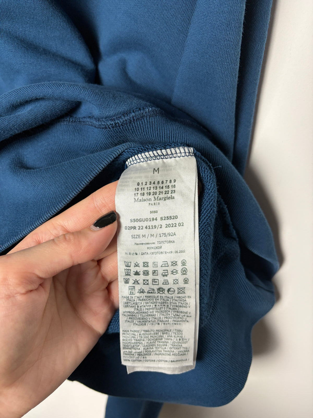 Maison Margiela FW22 Reverse Seam Cotton Sweatshirt – Washed Blue | Men’s M