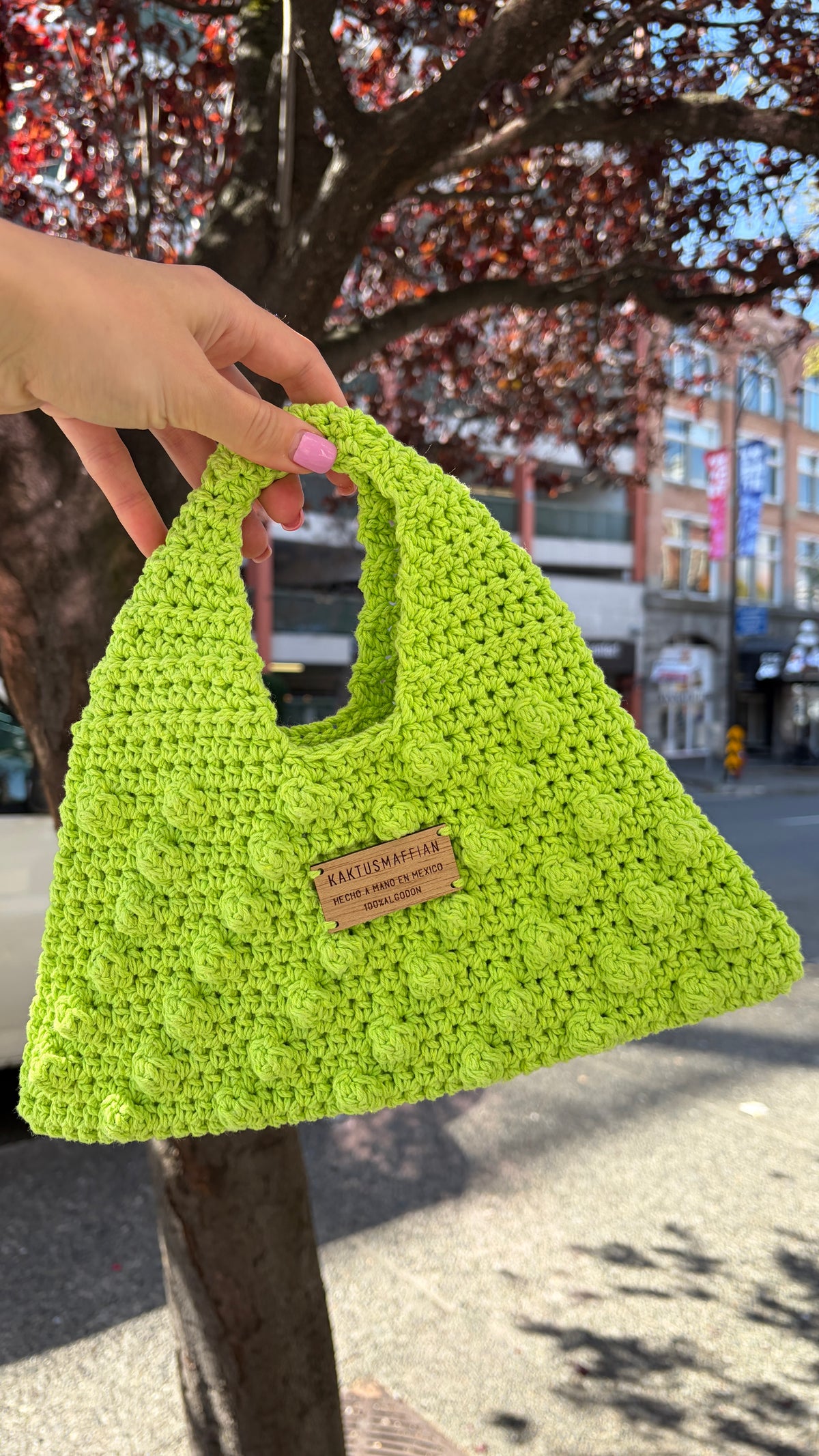 Kaktusmaffian Trea Chibolas Crochet Bag – Neon Green, Cotton