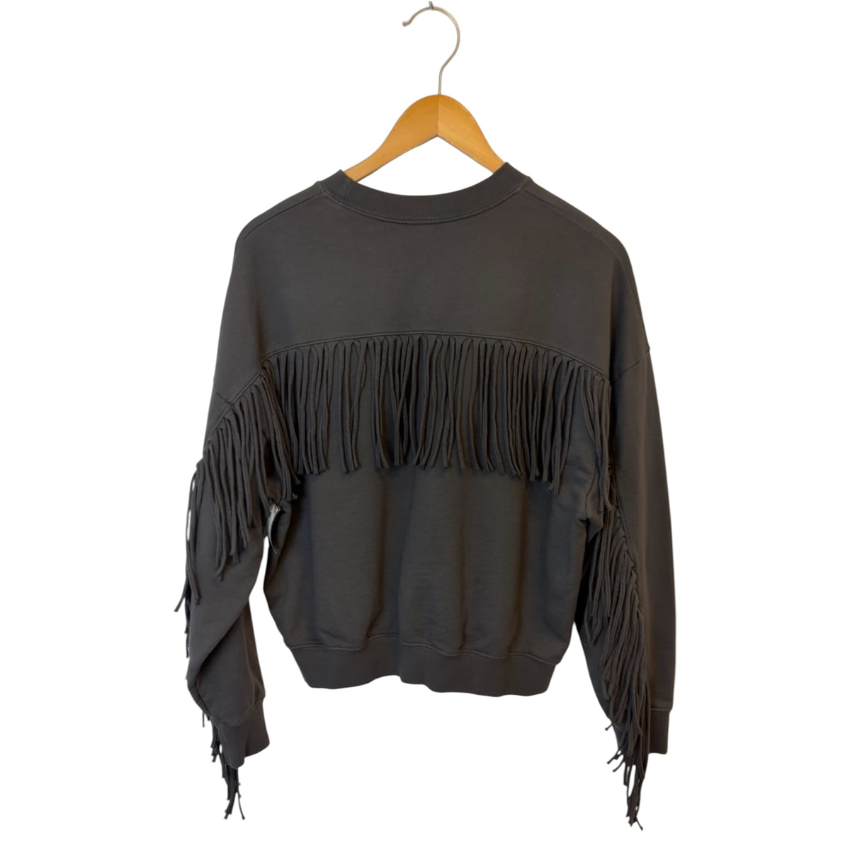 Clare V. Fringe Sweatshirt – Charcoal Grey, Size L
