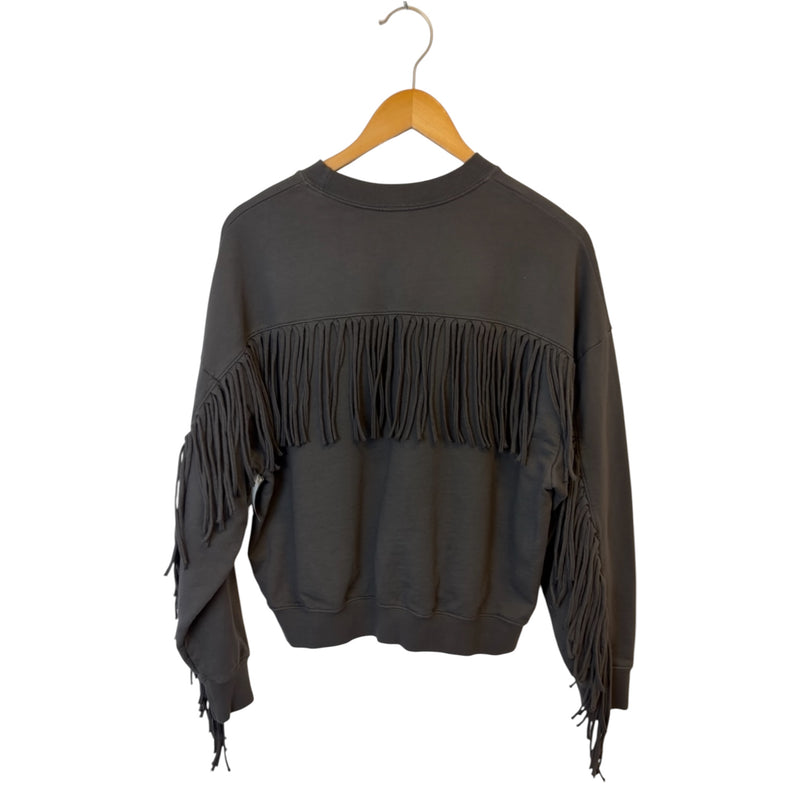 Clare V. Fringe Sweatshirt – Charcoal Grey, Size L