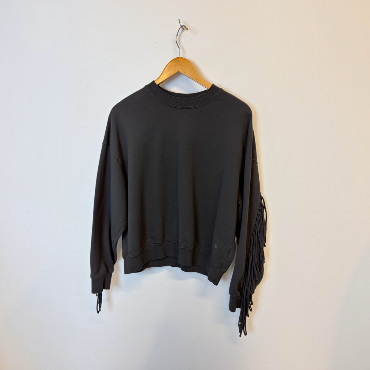 Clare V. Fringe Sweatshirt – Charcoal Grey, Size L