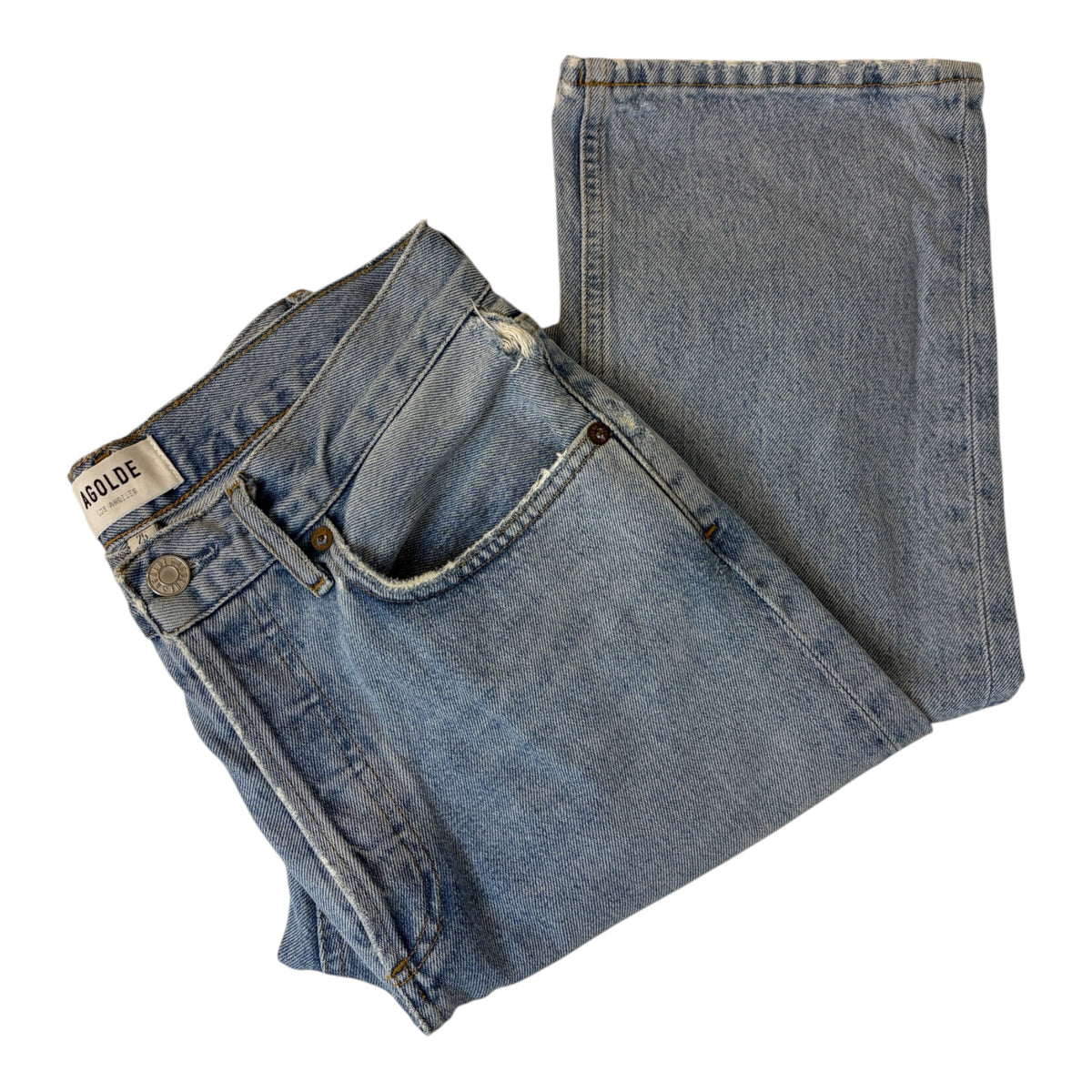 AGOLDE Lana Mid Rise Straight Leg Jeans – Light Wash, Size 25