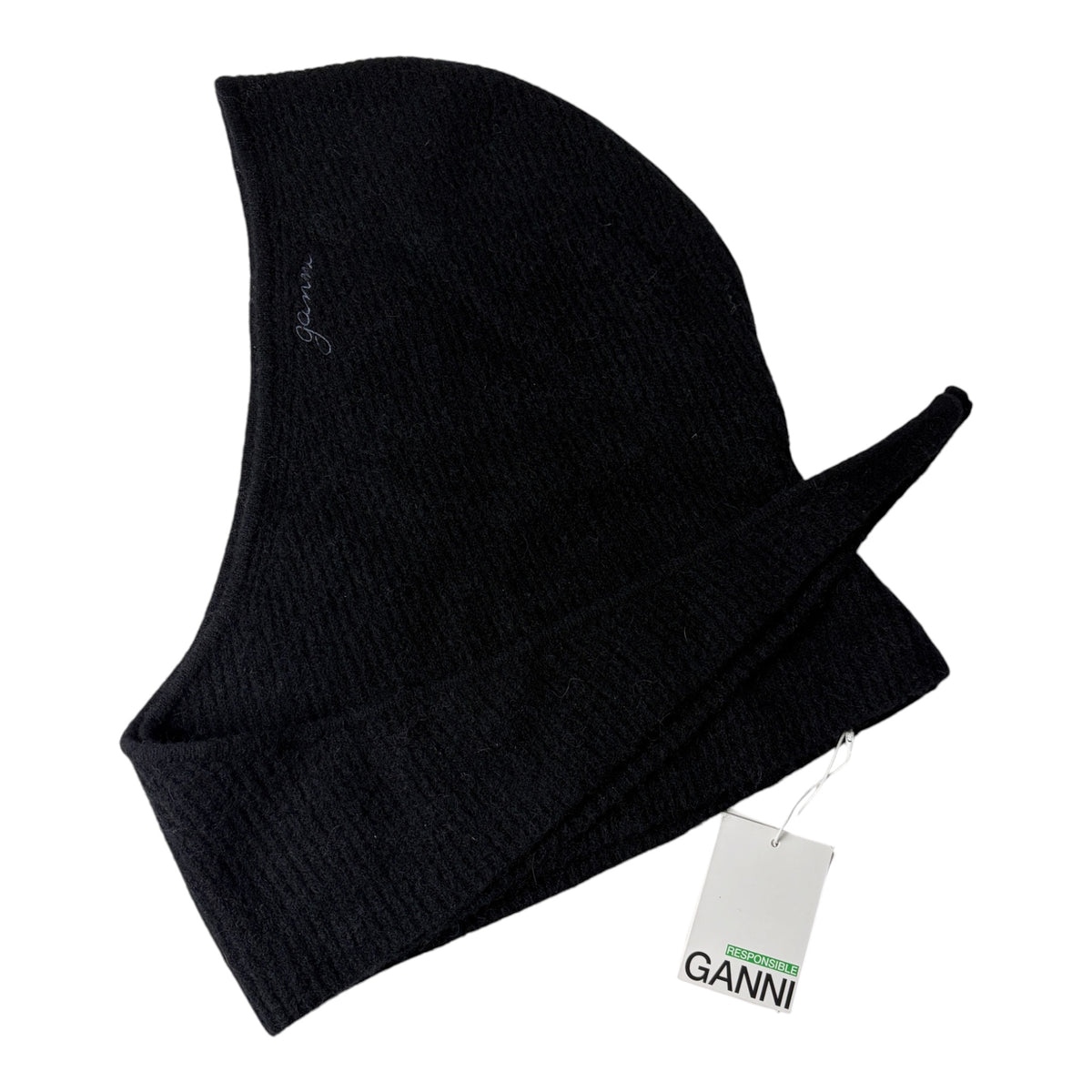 GANNI Soft Wool Balaclava in black New With Tags